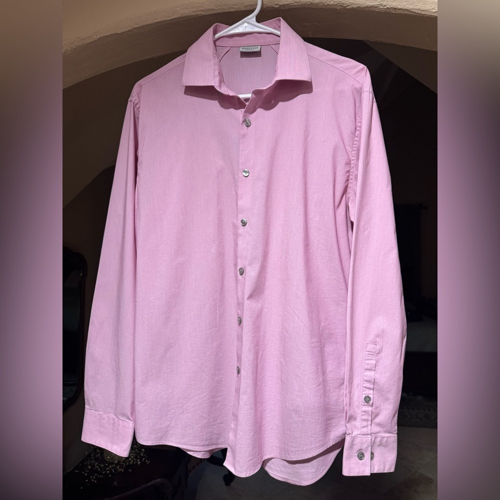 Kenneth Cole Men's Casual Pink Button Down Shirt